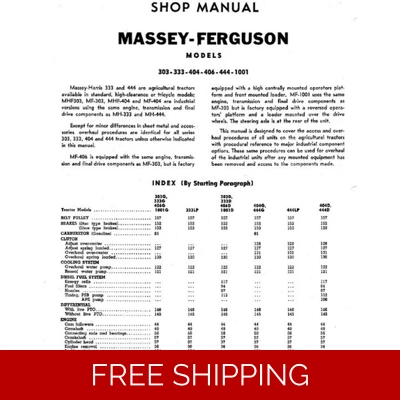 MASSEY FERGUSON MASSEY HARRIS 303 TO 1001 TMM WORKSHOP MANUAL